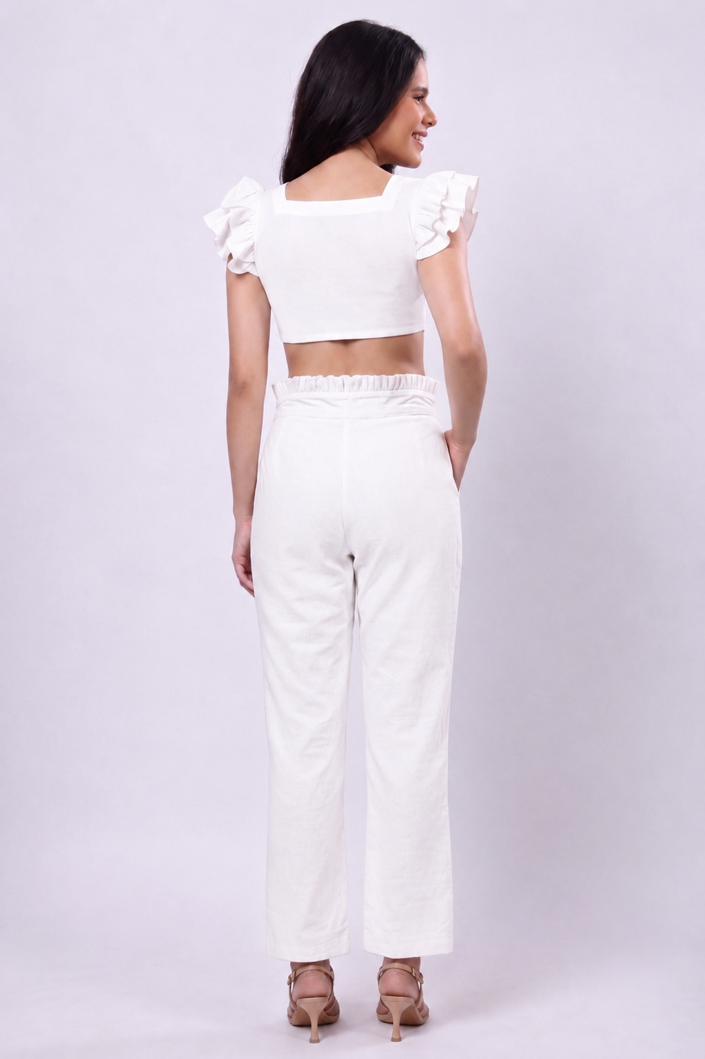 Frill Handwoven Cotton Pants