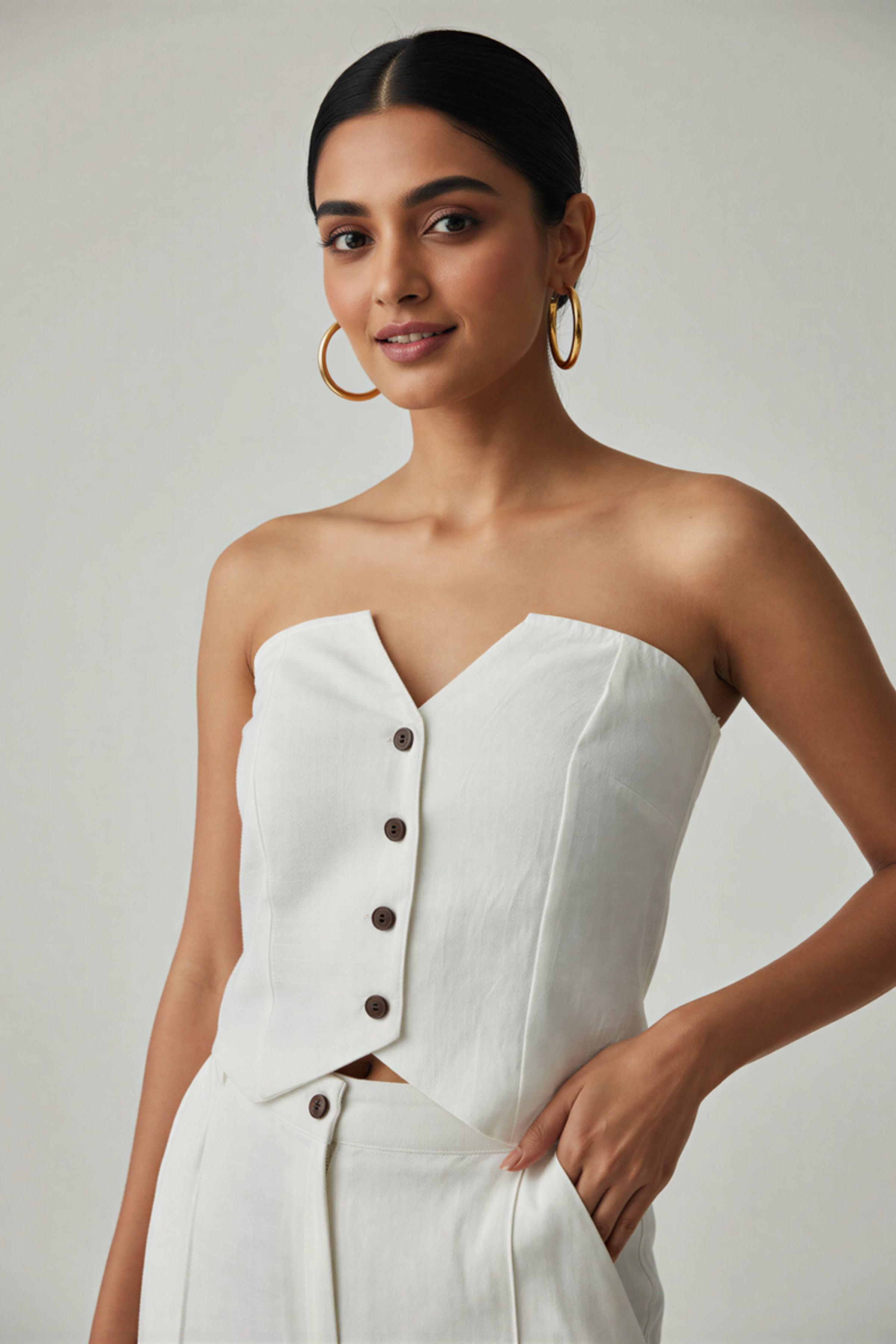 100% Handwoven Cotton Off-Shoulder Waist Coat