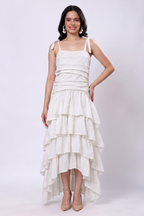 100% Handwoven Cotton Ruffle Layered Dress