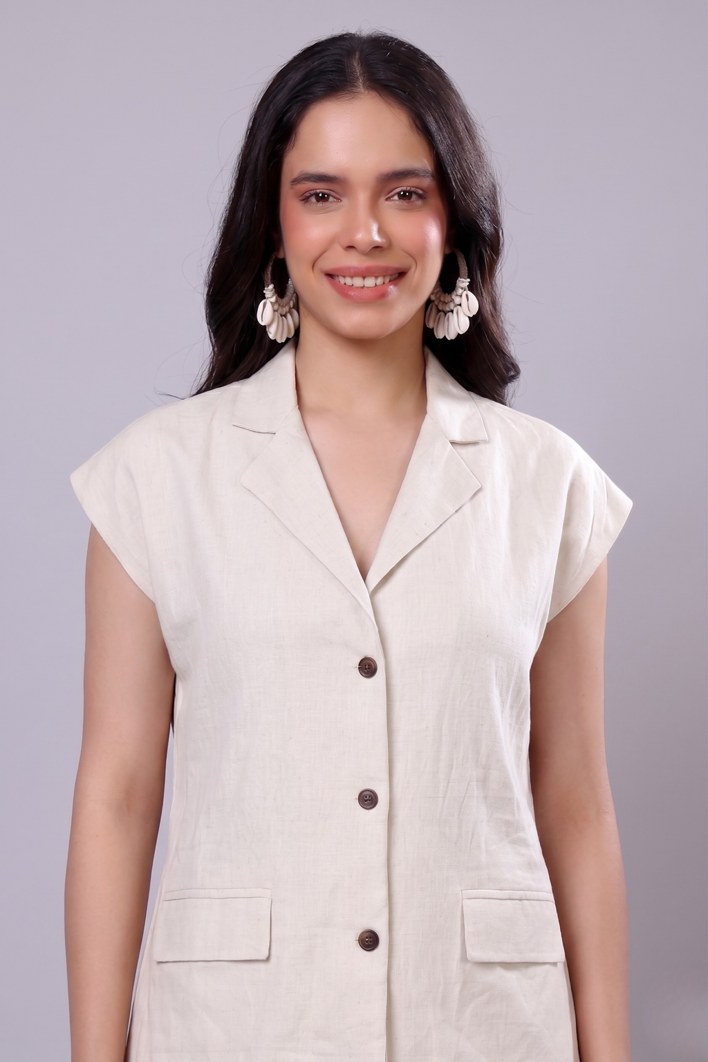 100% Handwoven Cotton Sleeveless Blazer Top