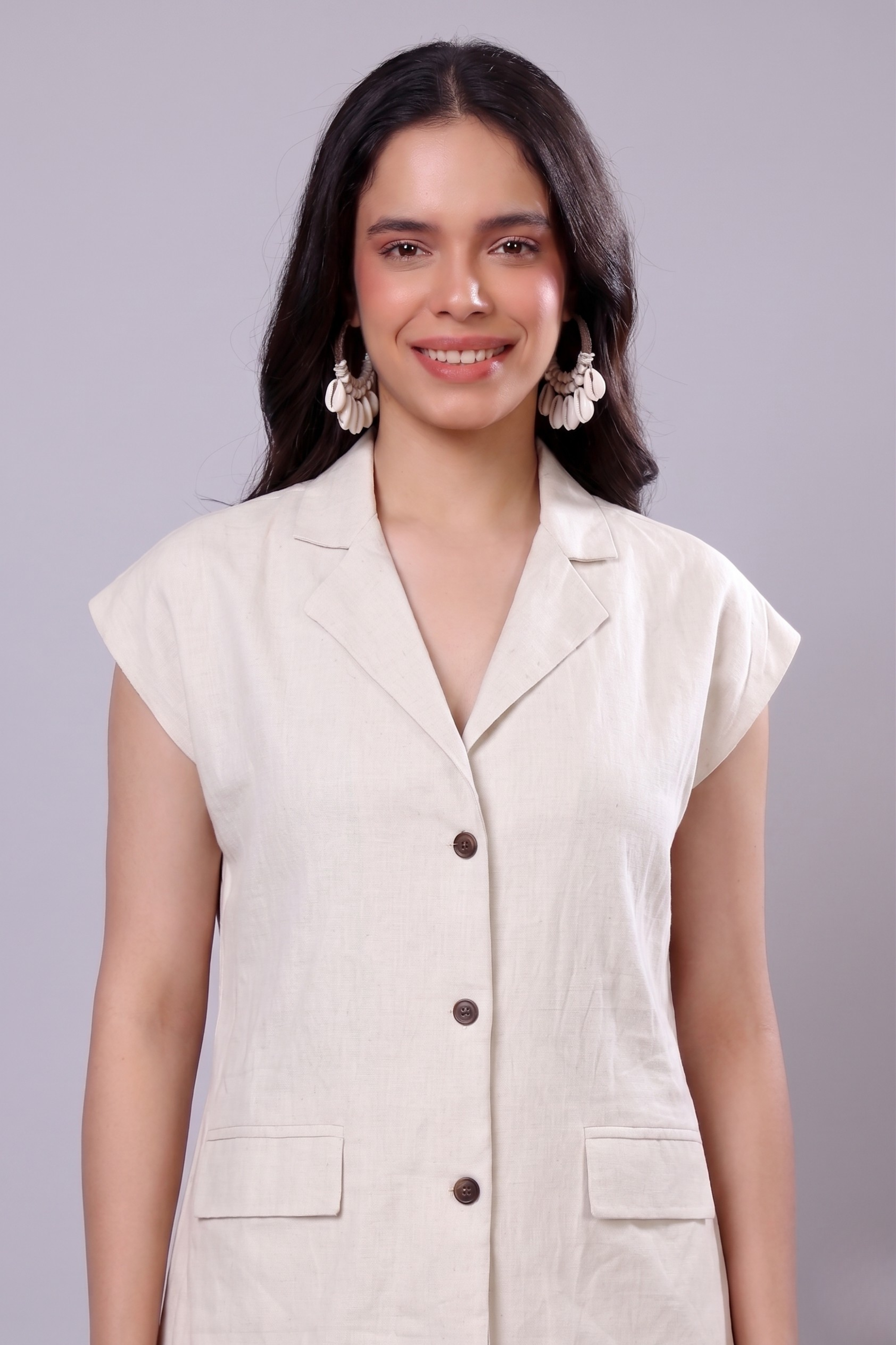 100% Handwoven Cotton Sleeveless Blazer Top