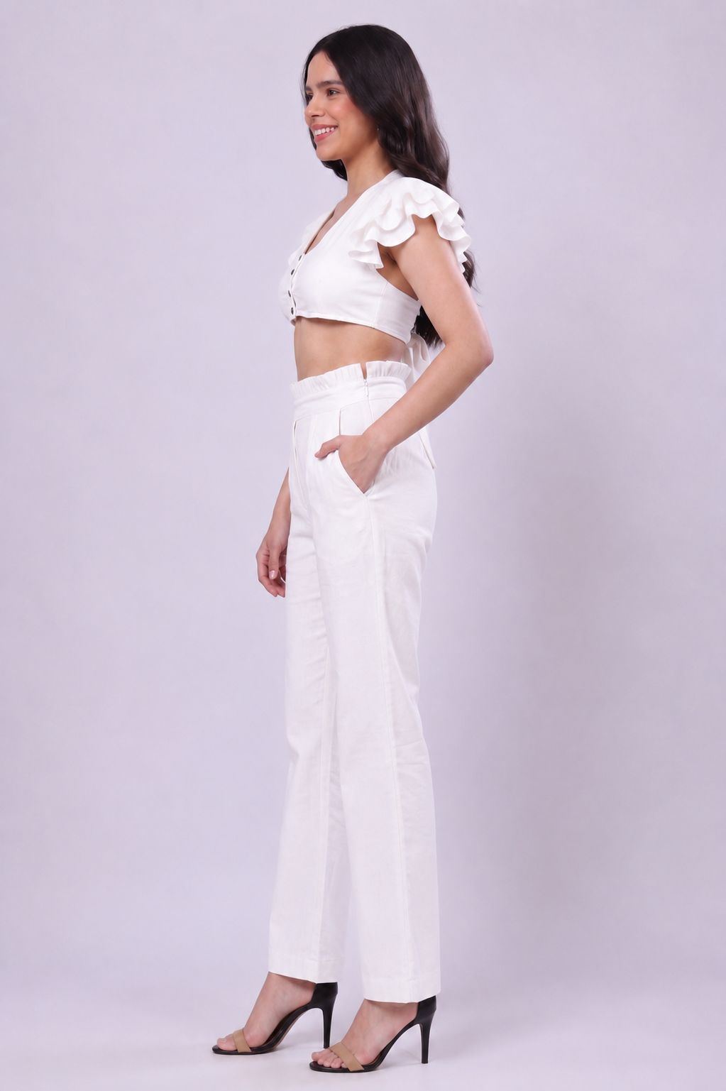 Frill Handwoven Cotton Pants