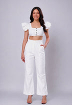 Frill Handwoven Cotton Pants