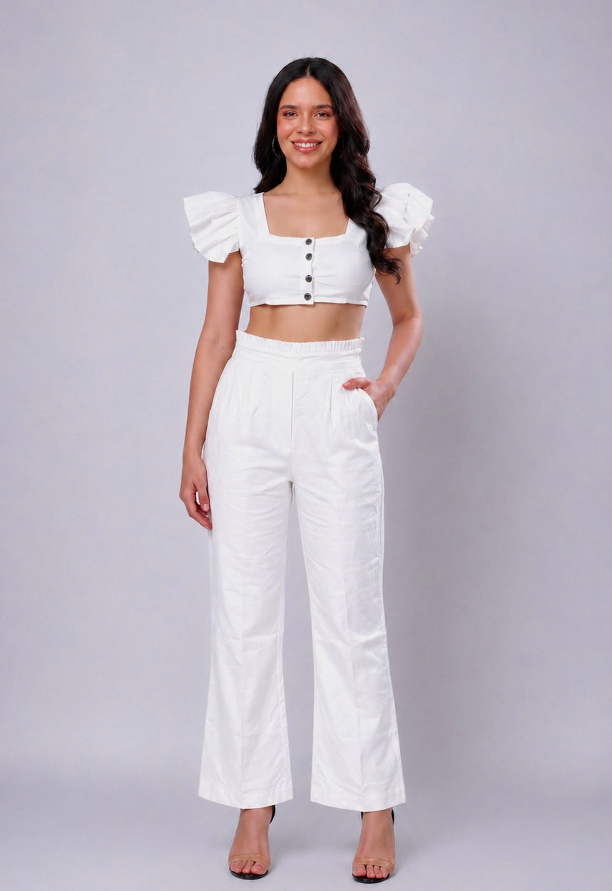 Frill Handwoven Cotton Pants