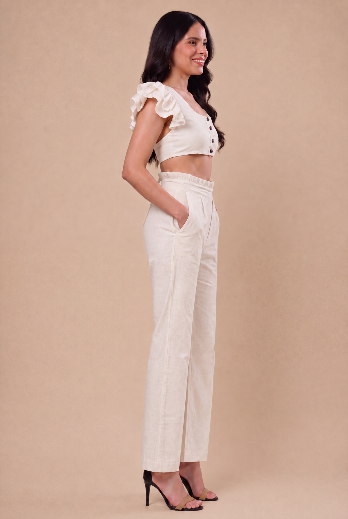Frill Handwoven Cotton Pants